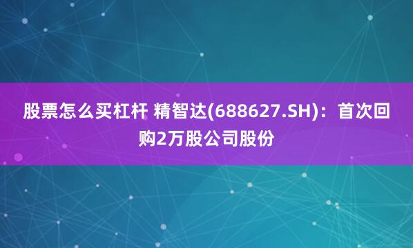 股票怎么买杠杆 精智达(688627.SH)：首次回购2万股公司股份
