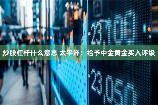 炒股杠杆什么意思 太平洋：给予中金黄金买入评级